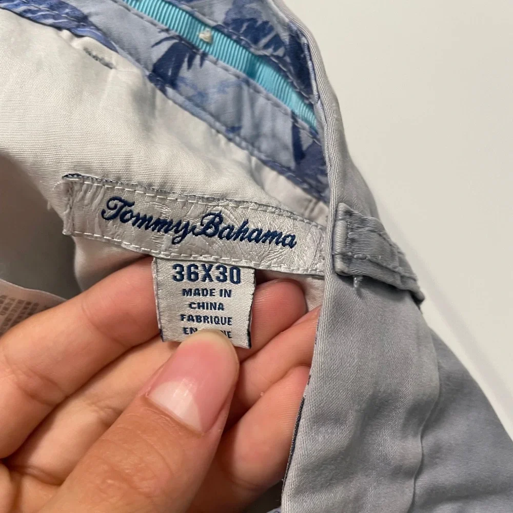 Tommy Bahama Boracay Chino Pants Men 36x30 Gray Cotton Tencel Stretch Flat Front